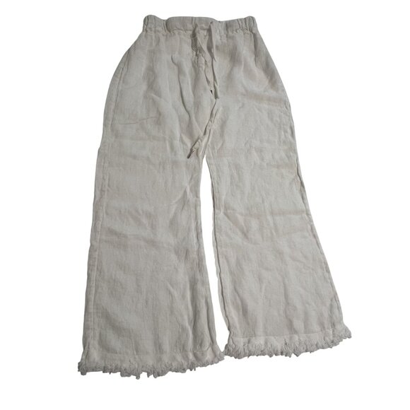 Mahina Hawaii Drawstring Pants in White - Picture 1 of 5